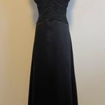 Onyx Nite Vintage Black Glitter Ruched Tulle Bust V Neck Long Formal Prom Dress Photo 0