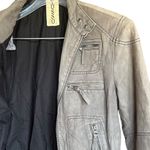 Tusso Grey 100% Leather Zippered Detailed Jacket Sz M Gray Size M Photo 3