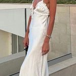 ZARA dress white midi ruffled satin lingerie inspired bodycon fitted wedding Photo 0