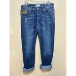 MEK Denim Oaxaca Jeans‎ Womens 28/34 Dark Wash Embellished Pockets Cropped Blue Photo 3