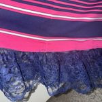 J. McLaughlin Striped V Neck Maxi Dress Pink White Blue Size M Lace CUSTOMIZED Photo 4