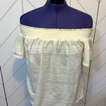 Xhilaration  Women’s Large Cream Off Shoulder Geometric Print Blouse Bohemian Photo 0