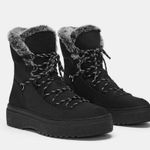 ZARA  Chunky Sole Faux Fur Lining Mountain-Style Ankle Lace-Up Boots Size 39/8 BN Photo 3