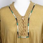 Free People New  Embroidered Floral Wide Bubble Sleeve Bohemian Top Photo 3