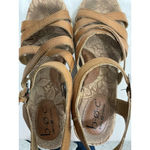 Womans Boc Brown Leather Strappy Open Toe Sling Back Wedge Sandal Size 7 Photo 5