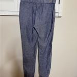 Saks 5th Avenue Saks Fifth Avenue Women's Size Blue Linen Pants Pull On Drawstring Fringe Photo 2