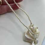 Vintage Mother of Pearl fringe pearl necklace. Silver Photo 2