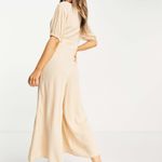 ASOS Design Crinkle Tea Jumpsuit with Puff Sleeve in Stone Size 10 NWT Photo 2