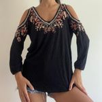 Black Embroidered Lucky Shirt Multi Size M Photo 0