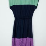 Boden Womens Silk Blend Colorblock Midi Dress Size 6L Navy Belted Casual Work Blue Photo 6