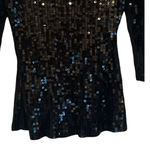 EXPRESS  Womens Black Sequin Top Size Large Pima Cotton Scoop Neck Glam Sparkly Photo 4