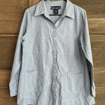 Susan Graver  Pure Tunic Shirt‎ 100% Cotton Blue Button Up lightweight Photo 0