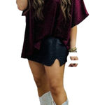 Walker Rose Dolman Sleeve Glitter Velvet Top Oversized Holiday Party Going out Red Size undefined Photo 0