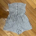 Garage Striped Linen Strapless Romper Photo 0