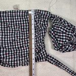 EUC Dolan Gingham Off Shoulder Crop Top Tie Front Blouse Red Accent Size S Black Photo 7