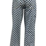 Tiger Mist Wide Leg High Waist Blue White Checkered 4 Pocket Denim Jeans Small Photo 4