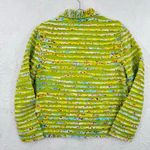 Life Style Raw Ribbon Ruffle Green & Pastel Shirt Button Front Fringe Colorful L Size L Photo 1