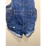 Bershka Denim Overalls Shorts XS Dark Wash Distressed Casual Photo 3