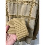 Studio Works Vintage 90s Leather Patchwork Sweater M Full Zip Brown Boho Western Rustic Ranch Photo 2