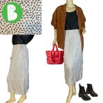 Vince  "STAR DOT DRAPE" ECRU & BLACK SILK BLEND DRAPED MIDI SKIRT (14) Photo 1