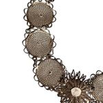 Antique Solid Italian Silver Detailed Floral Filigree Panel Bracelet Silver Photo 6