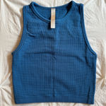 By Together High Neck Blue Textured Women Tank Top Photo 0