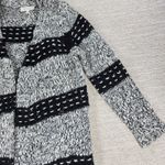 Vince Camuto Two by Chunky Knit Long Cardigan Sweater Black White Wool Blend L Photo 7