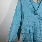 Cynthia Rowley  Top Women XS Blue 100% Linen Beach Coastal Spring V Neck Blouse Photo 3