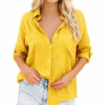 Unlisted Women’s blouse yellow size medium button up Photo 0