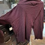 Free People Date Night Waffle Knit Cowl Neck Top Burgundy Size M (NWT) Photo 4