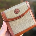 Dooney & Bourke Vintage 80s/90s Tri-Fold Taupe & British Tan Leather Wallet Photo 0