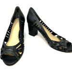 Johnston & Murphy  size 9.5 like new black heels pumps‎ block heels peep toe Photo 0