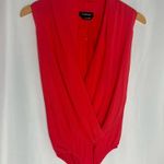 Bebe bodysuit short sleeve v neck silk coral party XS NWOT Photo 0