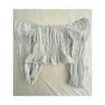 Princess Polly Womens Cropped Ruched Off the Shoulder Long Sleeve Top Photo 3