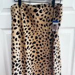 Hilary Radley  Leopard Print Midi Skirt Women's Size L Tan Black Polyester NWT Photo 3
