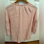 Spartina 449 Shirt Womens small Pink Pullover Linen Floral Embroidered Boho Photo 5