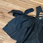 Romeo + Juliet Couture Embroidered Floral Black Top Tie Sleeve Blouse Size Small Photo 3