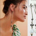 Free People Treasure Dangles Earrings Tan Neutral Bohemian Gypsy Evil Eye Shell Photo 0