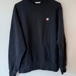 Champion Vintage Reverse Weave Sweatshirt Medium Black Logo Fleece Lined Classic Photo 0