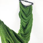 Pretty Little Thing  Green Glitter Plisse Ruched One Shoulder Midi Dress Size 12 Photo 10