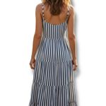 Show Me Your Mumu Vintage  Navy/White Striped Tired Maxi Flowy Dress Size XXL Photo 1