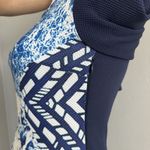 Peppermayo Woman’s Long sleeve Dress Sz 6 Blue White Abstract Asymmetrical Hem Photo 9