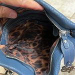 B. Makowsky Blue pebbled Leather Crossbody Bag Buckle Detail Designer Purse Photo 6