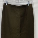 Donna Karan 100 Wool Deep Olive Green Midi Pencil Skirt with Slit Size 6 Photo 1