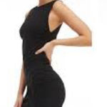 Good American  Black Ruched Tank Mini Dress Size Small NWT Adjustable Length Photo 0