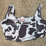 Women's western cow print corset top medium 100% cotton Black Photo 0