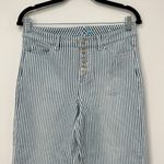 J. McLaughlin Womens Jeans 4 Wide Leg Stripe Crop Button Fly Nautical Beach Denim Photo 2