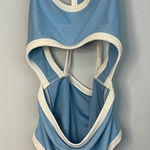 Aerie  One Piece Full Coverage Swimsuit XL Blue White Cut Out Lined Beach‎ -B15 Photo 0
