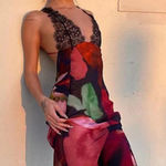New Tie Dye and Lace Maxi Dress Large Black Photo 0