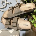 Sonoma Genuine Suede Slides Taupe Sandals  Womens 6 Artwork New Double Strap Photo 5
